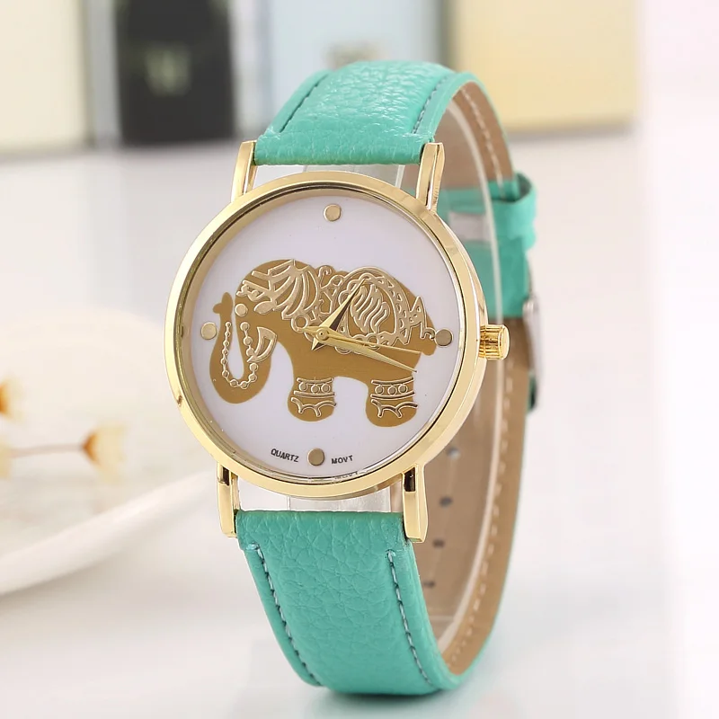 Lovely Quartz  Simple Fashion Vintage Elephant Leather Watch For Women