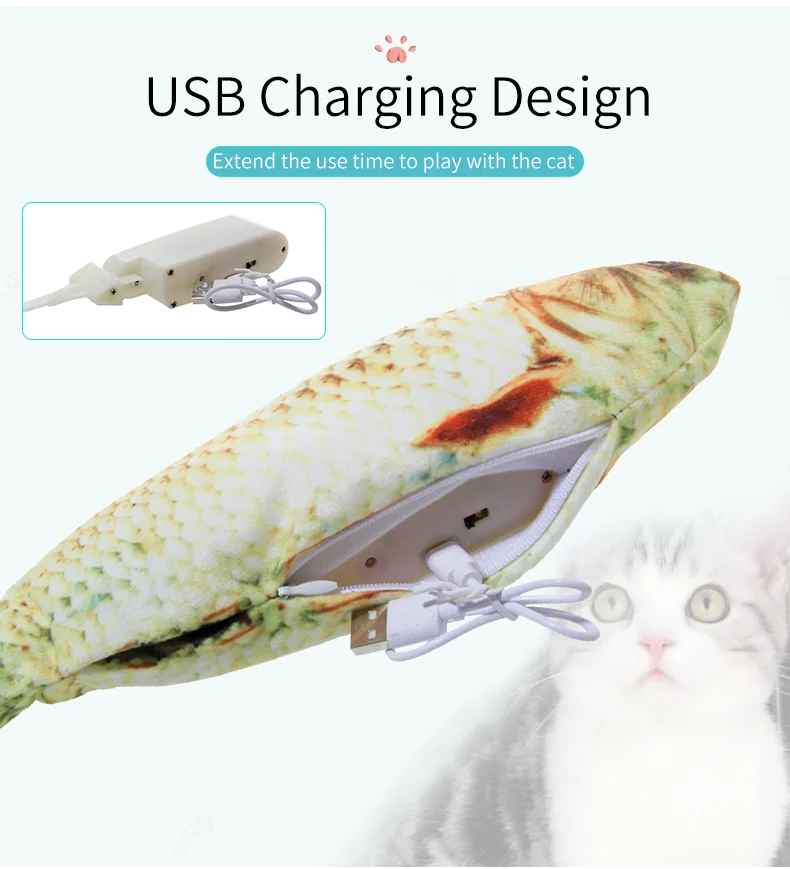 Интерактивная игрушка для танцующих рыб кошек USB перезаряжаемая плюшевая домашних
