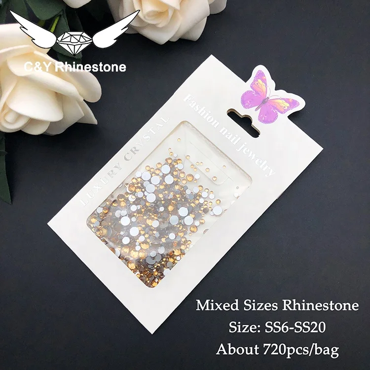 CY Light Colorado Topaz Best Selling Wholesale Gold Flat Back Glass Non Hotfix Black Rhinestones
