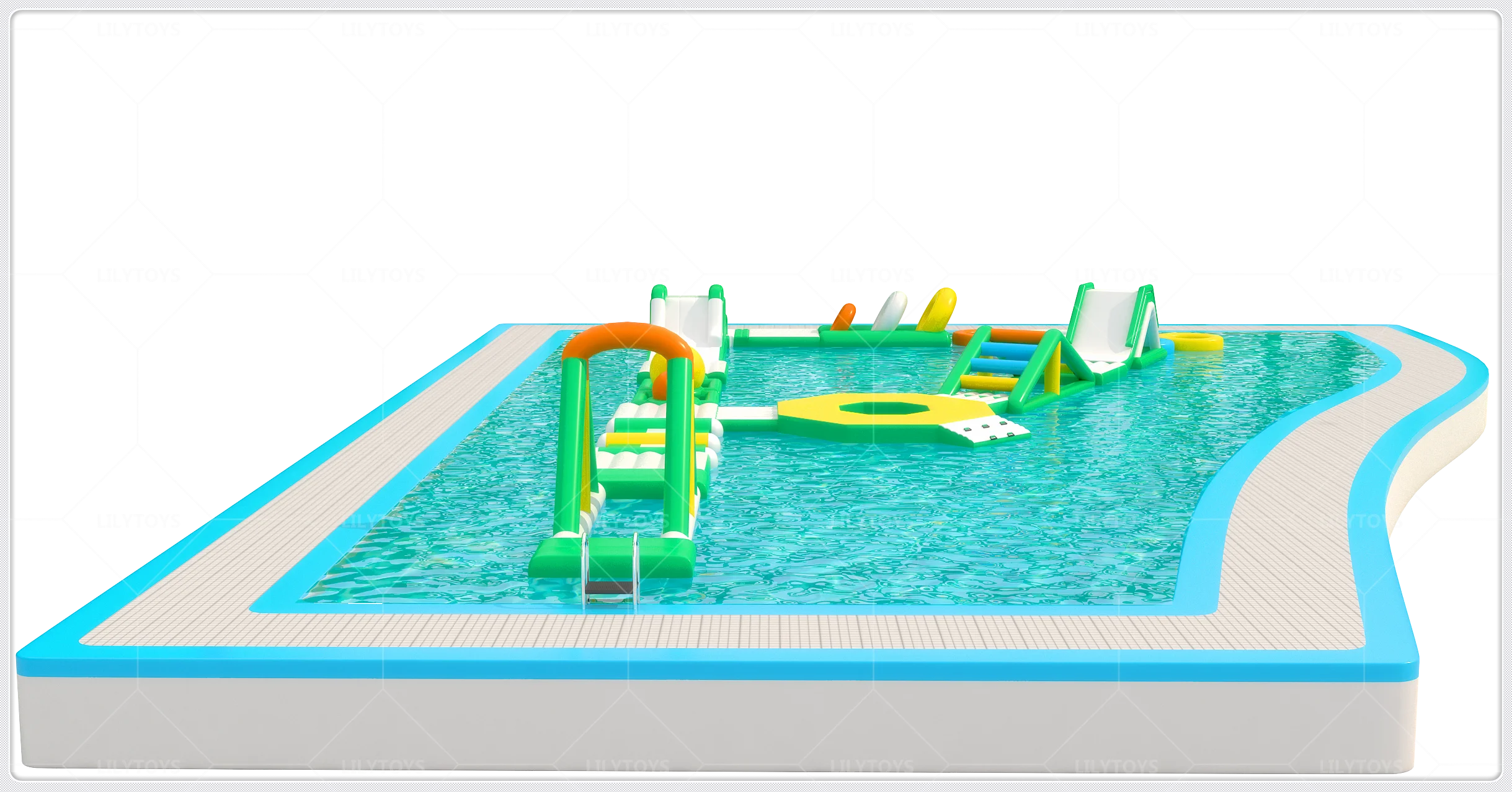 Commercial Inflatable Aqua Park for Hotels and Resorts with Water Play Areas, Obstacle Courses, and Games