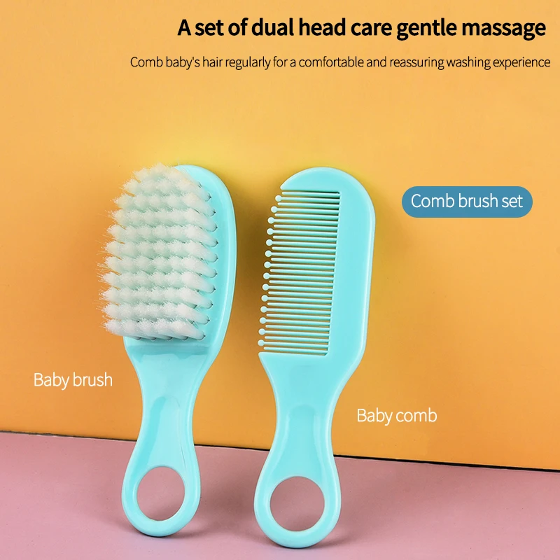 2 Pcs Set Plastic ABS Baby comb and brush set massage scalp newborn baby comb clean scalp PVC BOX Package