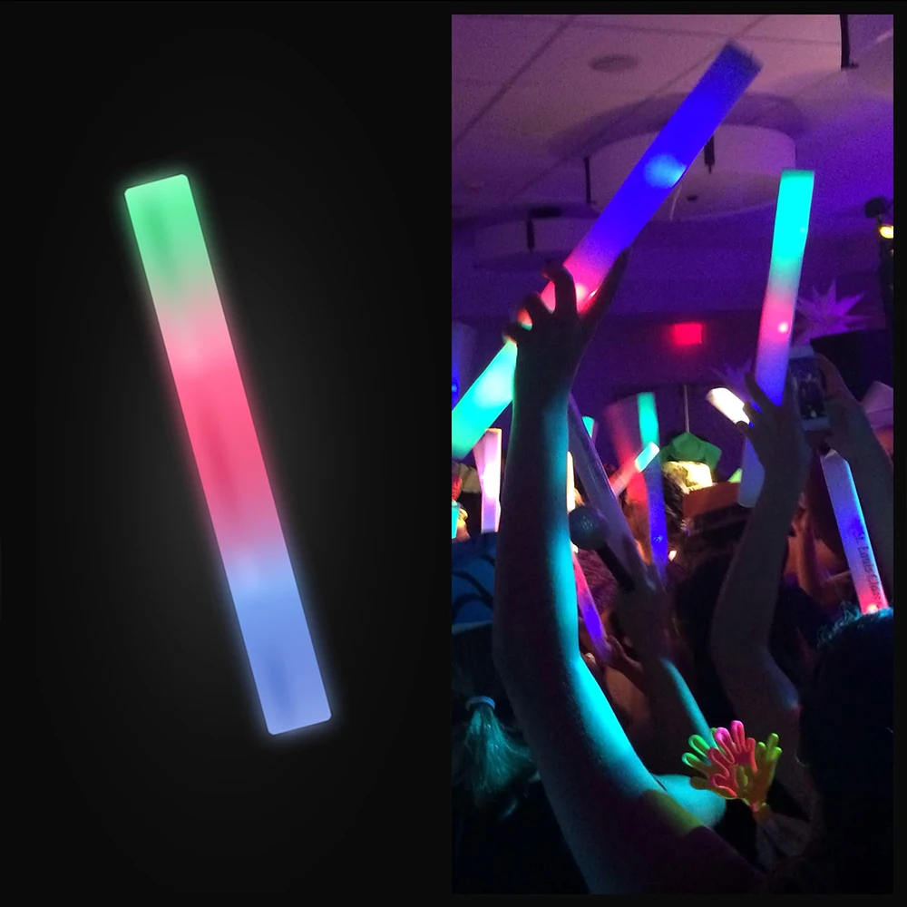 LED Foam Light Halloween Glow in the Dark Sticks Bulk Party Supplies Glow Foam Stick LED Light up Baton