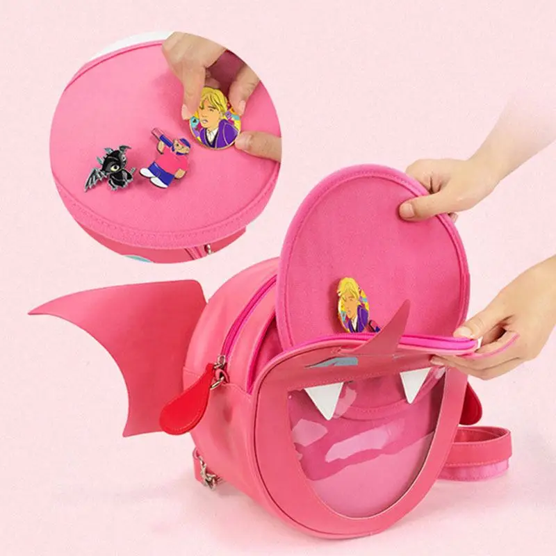 Custom Manufacturer Pin Display  Pu Leather Round cat Shape Crossbody Kawaii shoulder Ita Backpack bag For Girls