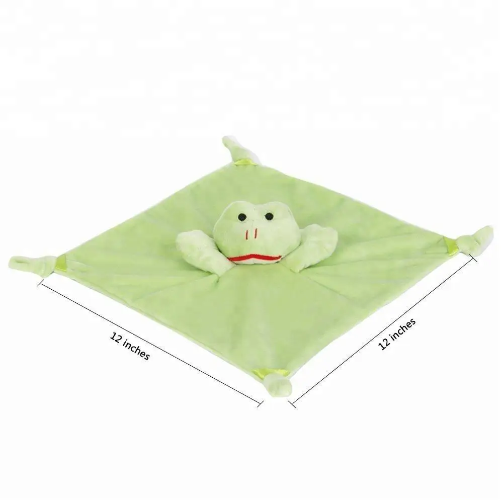 High Quality Cute Frog Plush Doudou Soothing Towel Sleeping Blanket Toy Baby Comforter Toy