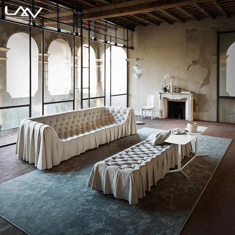 Luxury Vintage Leather Wooden Living Room Hotel Double Sofa Apartment Lobby Art Hall Creative Accent Sofa Furniture