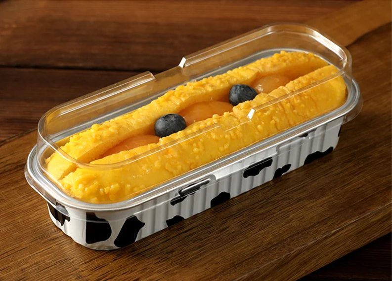 Mini Loaf Baking Pans with Lid, Muffin Tins Cupcake Cups Rectangle Aluminum Foil 6.8oz Food PET Bowl High Quality Aluminum Pan