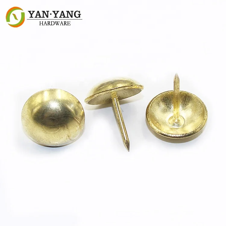 furniture accessories 11mm round shiny golden iron decorative upholstery furniture chair sofa nails