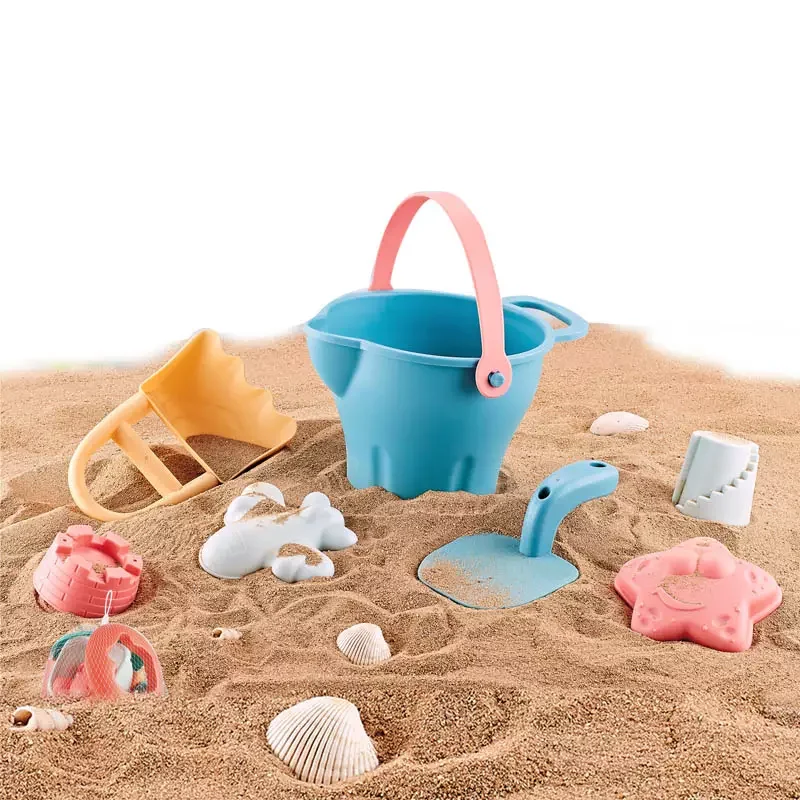 Beach Bucket Beach sand toy set 2022 summer new silicone Marine animals Beach toy