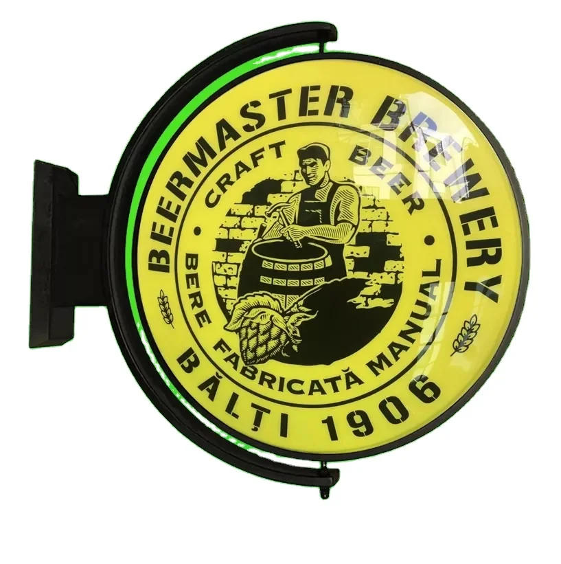 Outdoor turning board lightbox advertising round rotating led sign 3d acrylic light box