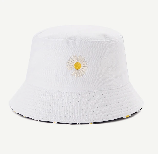 2342 Full Printed Small Flowers Trendy Men and Women Sun Protection Bucket Hat Reversible