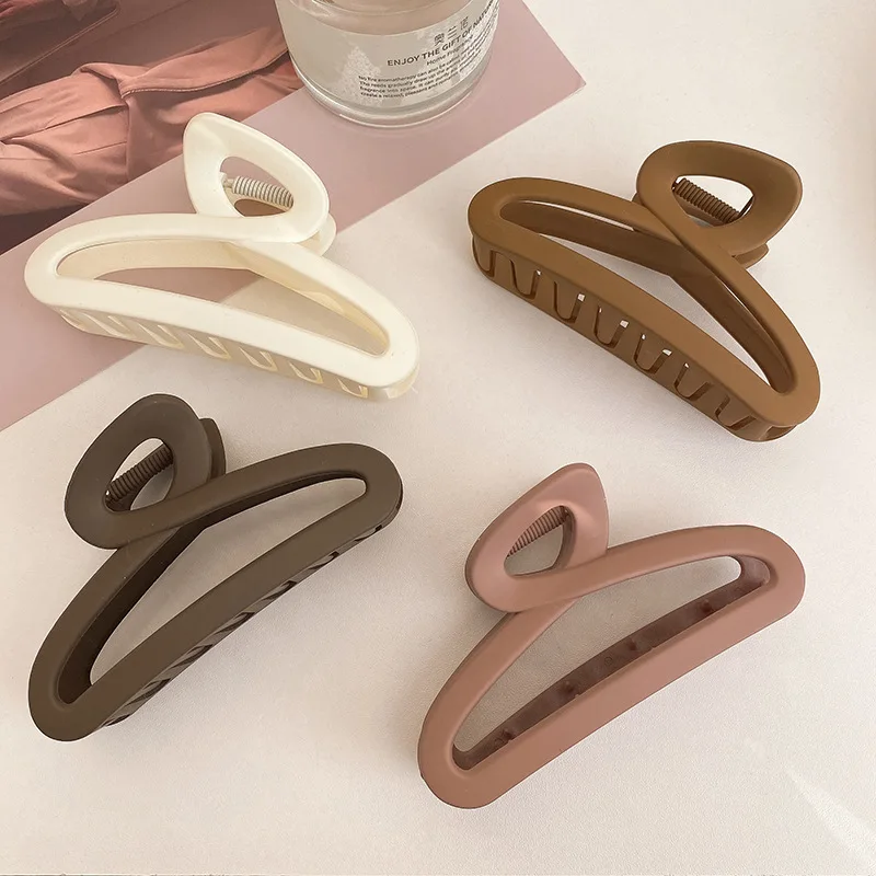 Korean Simple Frosted Hair Claw Women Versatile White Hair Shark Clips Large Back of Headband Hair Gripper Accessories For Girls