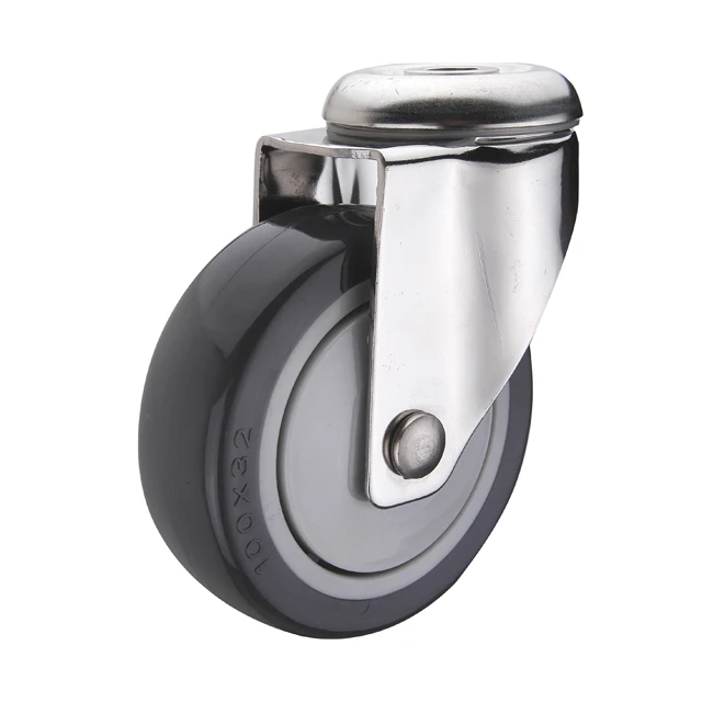 Bolt hole swivel caster 3 / 4 / 5 inch PU wheel medical institutional office chair caster wheel