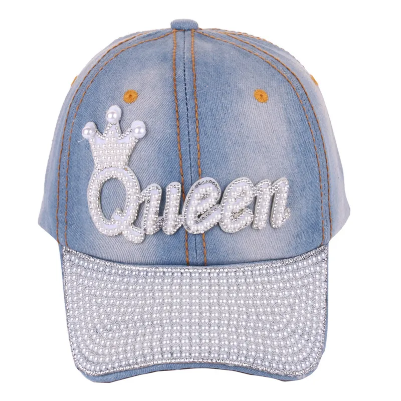 Wholesale Custom Logo Hat High Quality Bling Flash Pearl Casual Baseball Hat Hip Hop Cowboy Sport Baseball Cap for Women Men