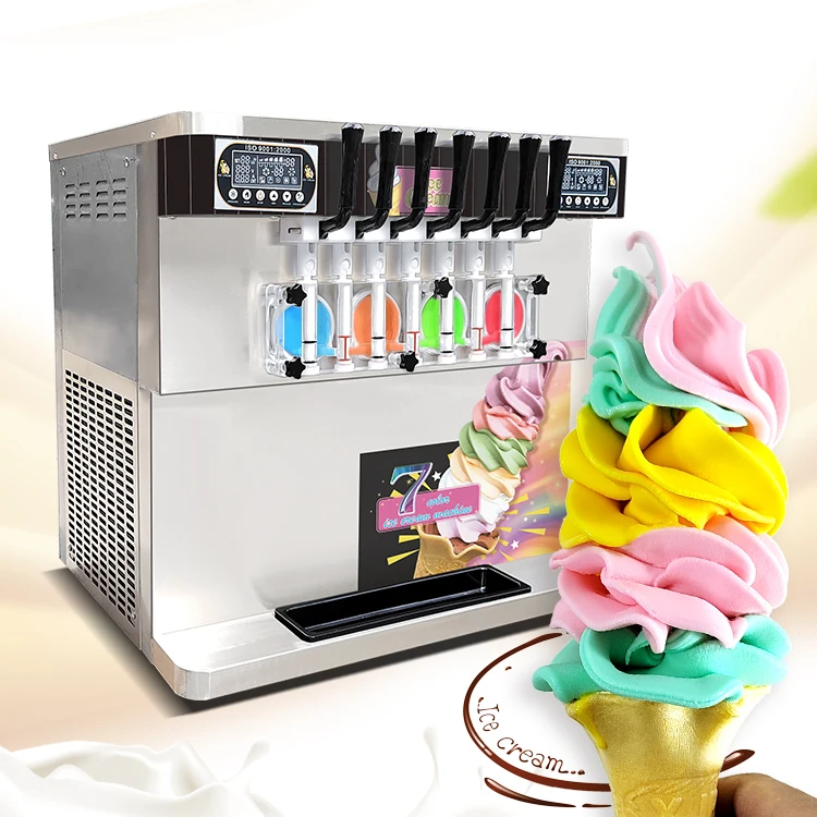CE Rohs 7 flavors ice cream machine/commercial soft frozen yogurt ice cream mixer/7 in 1 ice cream maker