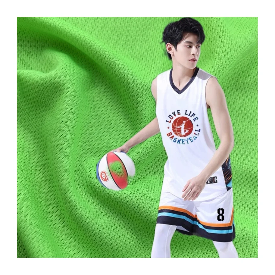 Drifit Fabric Sportswear 100% Polyester Breathable Bird Eye Mesh Solids color Fabric For Basketball T shirts And Sports Jersey