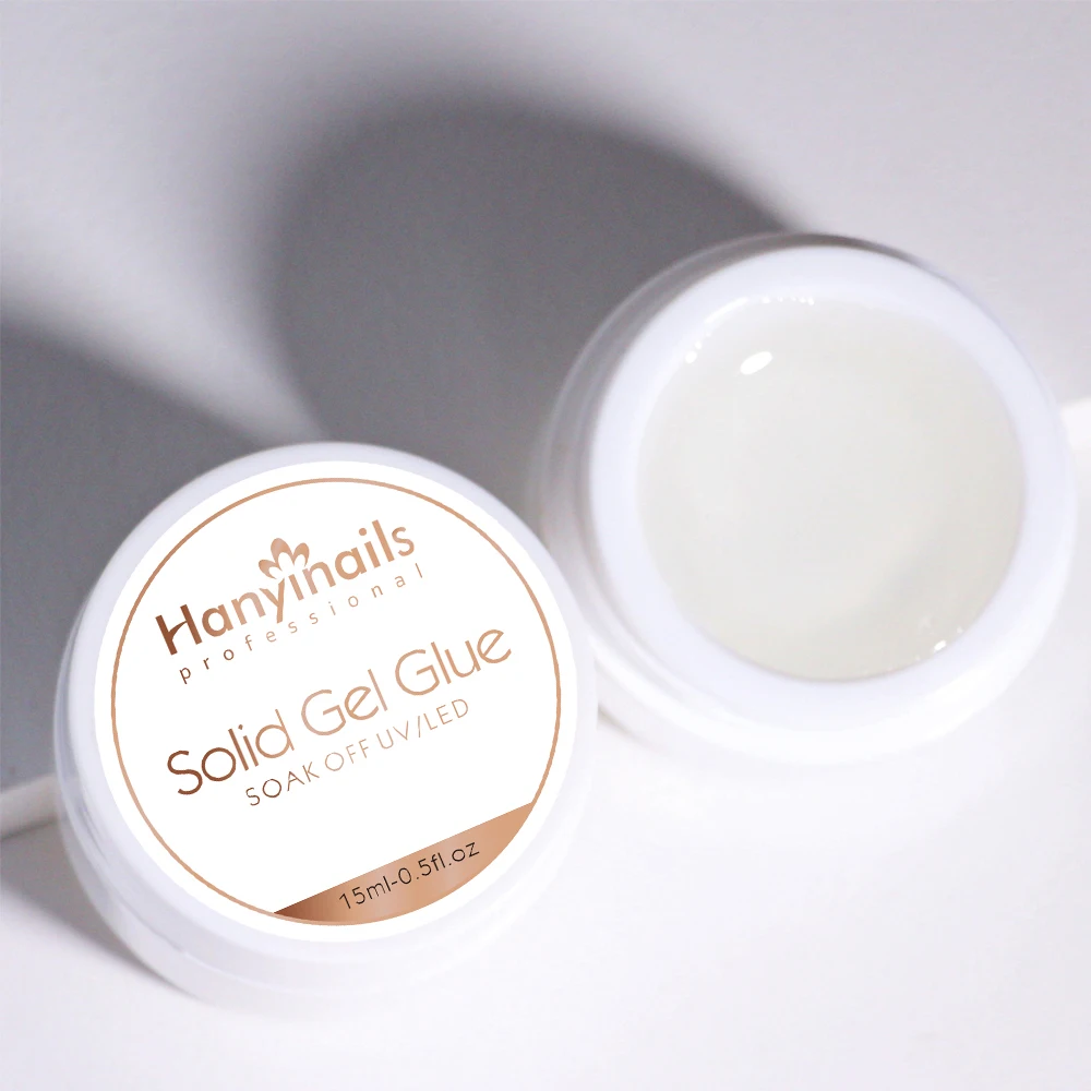 Hanyinails professional wide custom bottle solid press on gel glue OEM private label strong nail tips glue gel