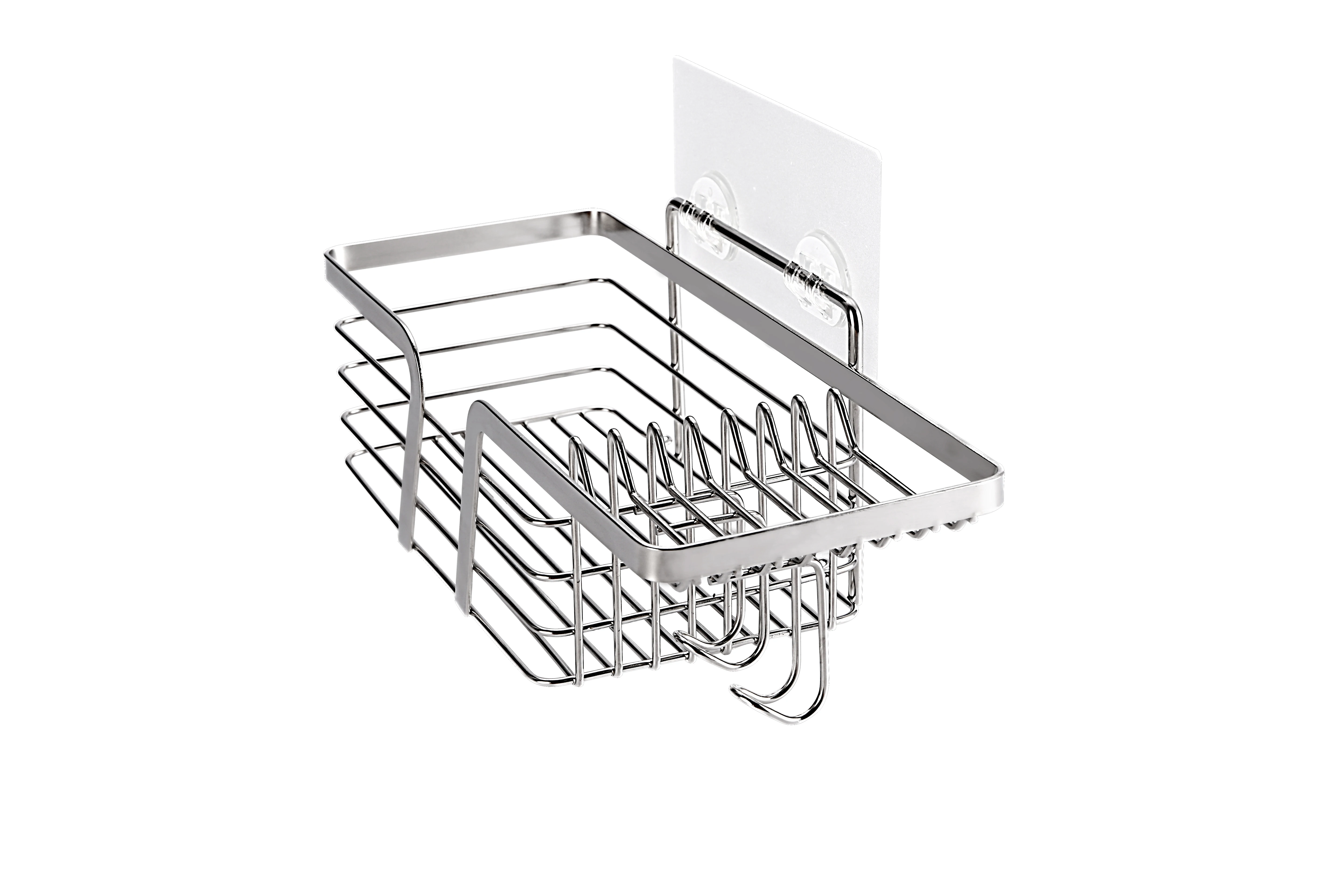 self adhesive wall mounted storage shelf bathroom rack with 2 clothes hook