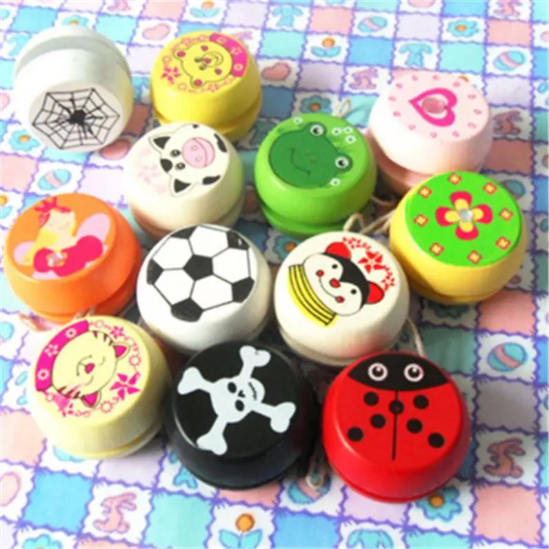 Mix Wholesale Cute Animal Prints Wooden yoyo Toys Kids Yo-Yo Creative Children Yoyo