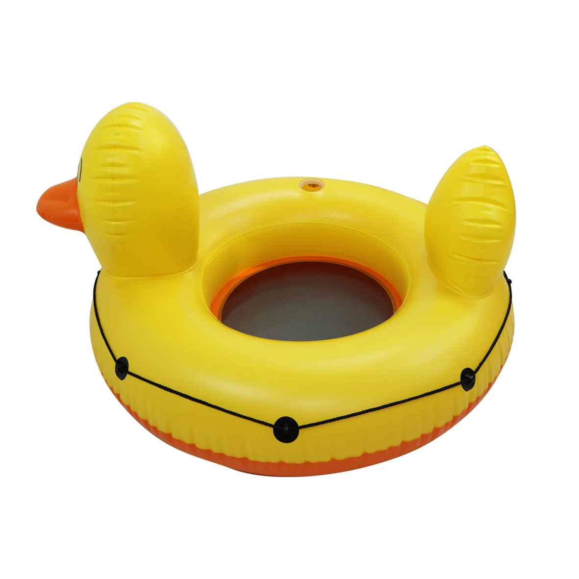 hottest inflatable toys 2022 Factory PVC Customization Inflatable yellow duck river circle Ring Pool Float tube With bottom net