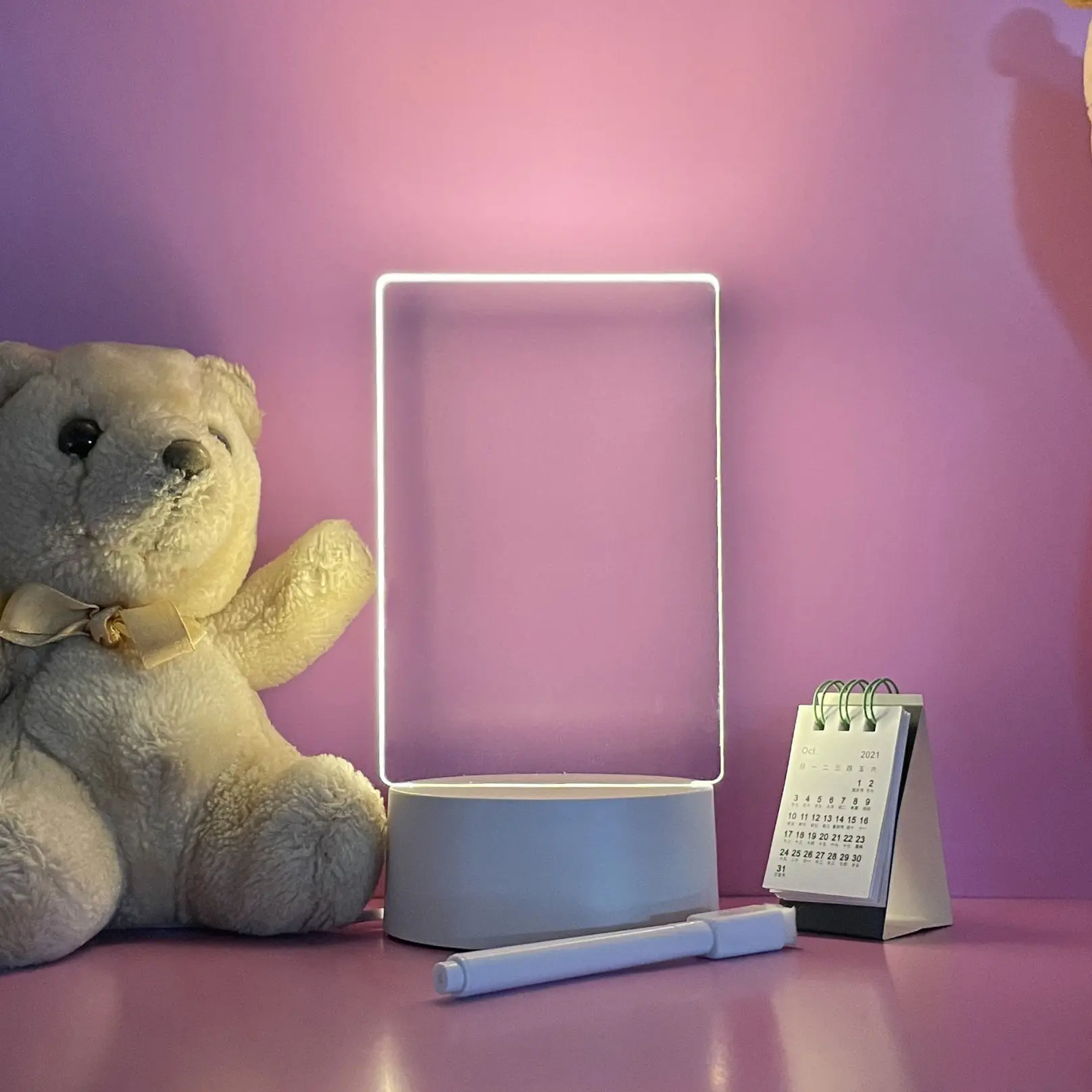 Acrylic Rewritable Transparent 3d Led Light Table Lamp Message Board Wooden Base 3d Night Light