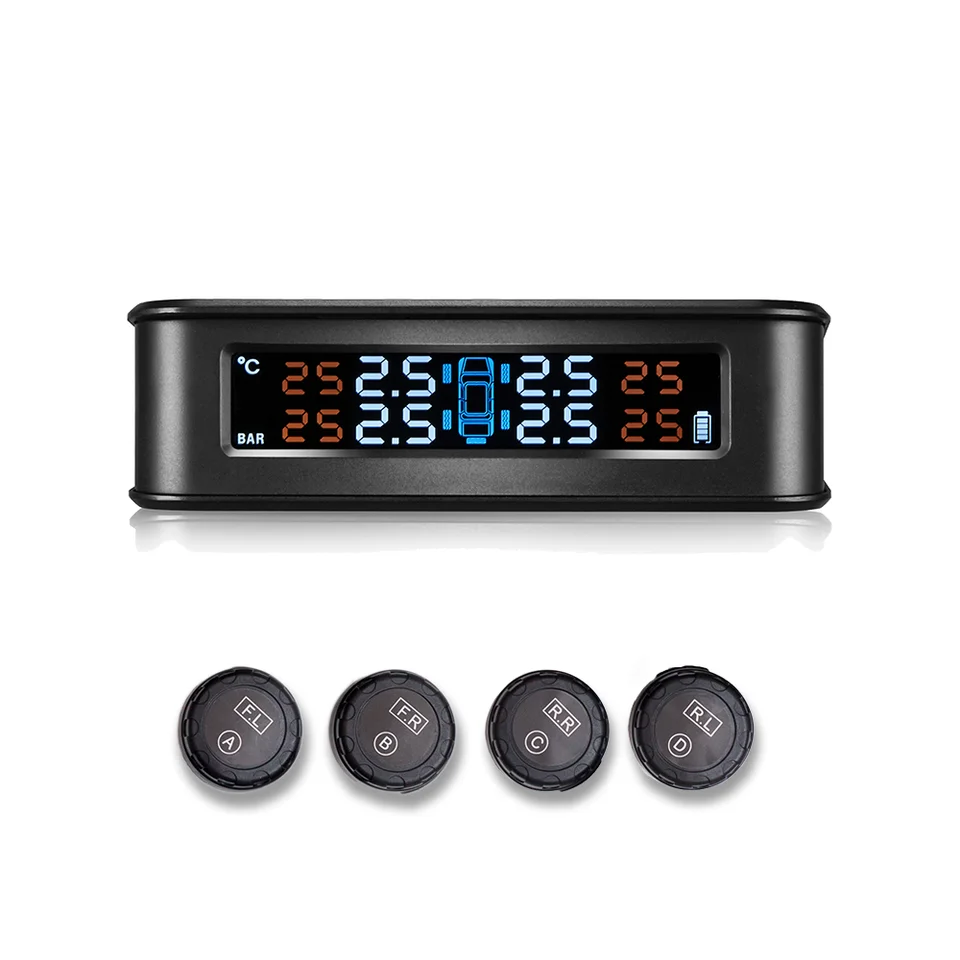 Car/Truck Wireless Smart TPMS Solar Power Tire Pressure Monitoring System  External Sensor Gauge
