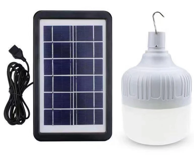 Rechargeable LED bulb lamp remote control solar charging portable emergency night market lamp outdoor camping home