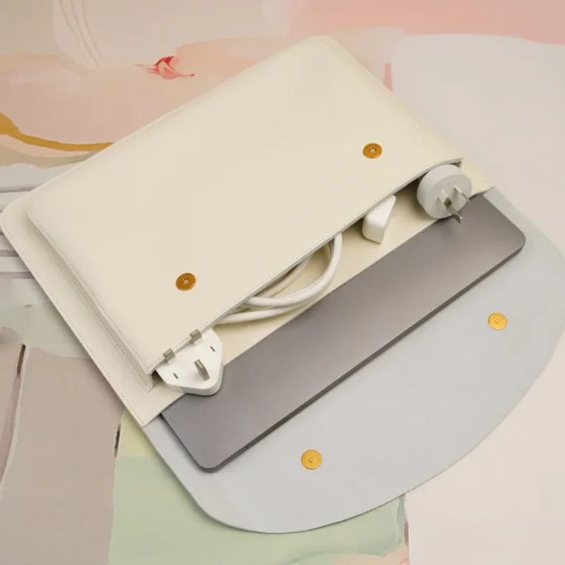 Custom PU Leather Laptop Bag Fashion Gifts Charger Pouch Luxury Simple Laptop Protect Case Cover