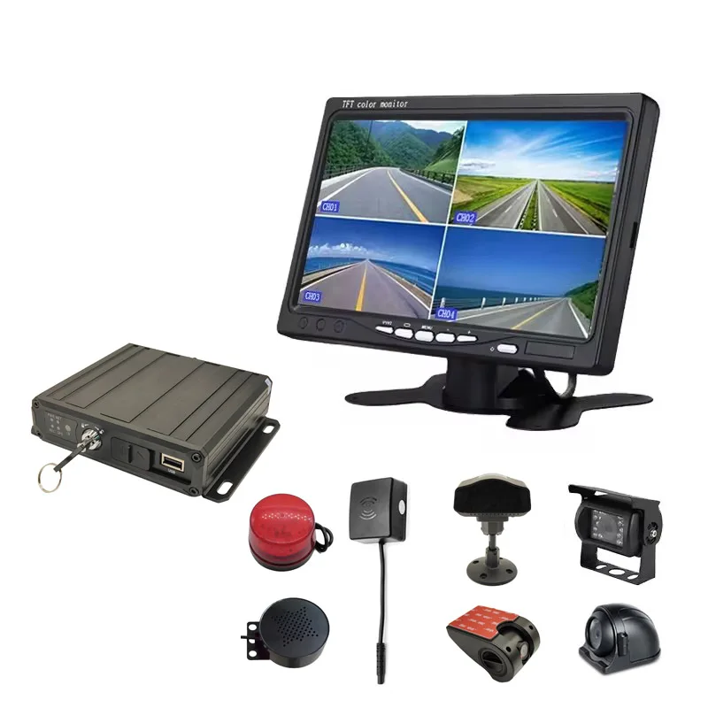 AI Intelligent 4-CH AHD MDVR System 4G Wifi with ADAS LDW DMS Camera Driver Monitoring and BSD for truck bus SUV