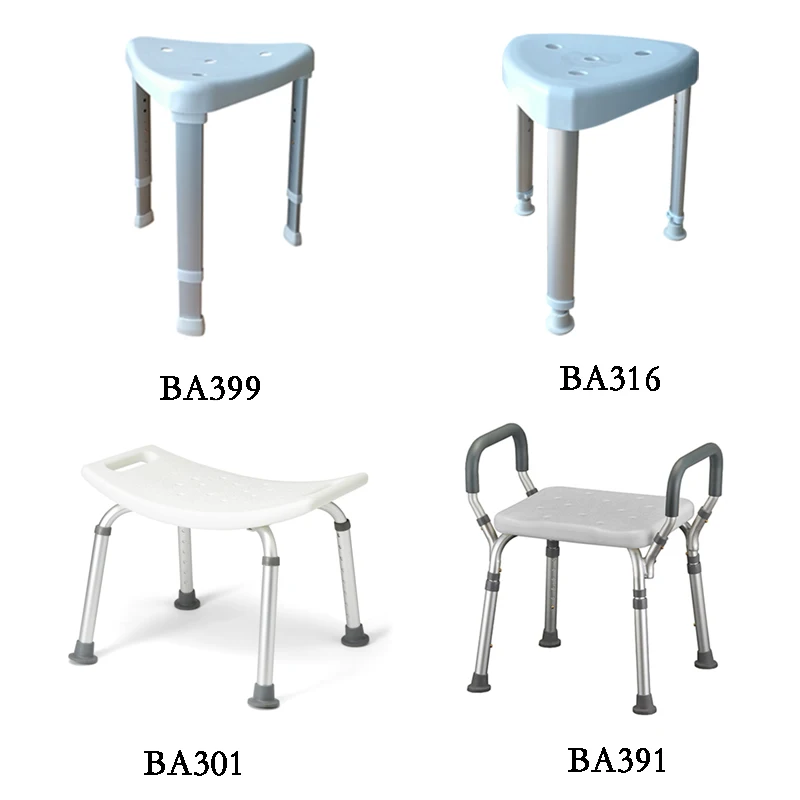 BA317 Aluminum Bathroom Safety Rotational Shower Stool With Plastic Seat