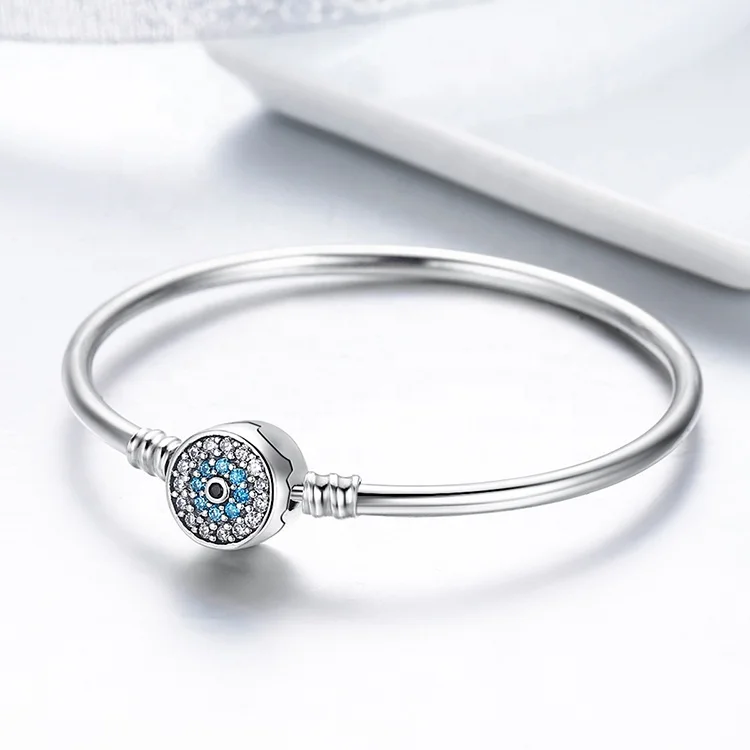 
Custom Jewelry Women Fashion Eye Design diy 925 sterling silver bangle beaded braclets 