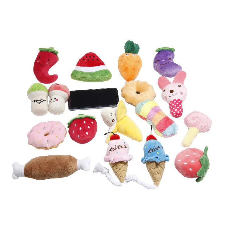Pet Supplies Fruit Toys For Pets cute food  Squeaky Stuffing  Pet Toys Plush Dog