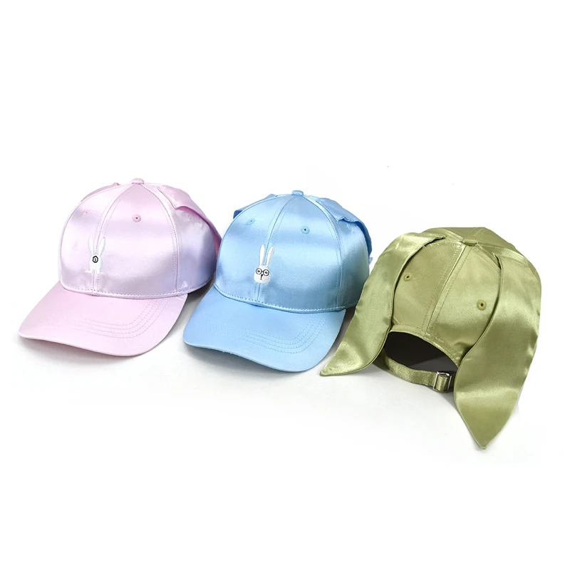 Фабрика Шэньчжэнь, оптовая продажа, детские головные уборы, кепки, дизайн с вашим собственным логотипом, атласные Симпатичные Детские бейсболки с кроликом