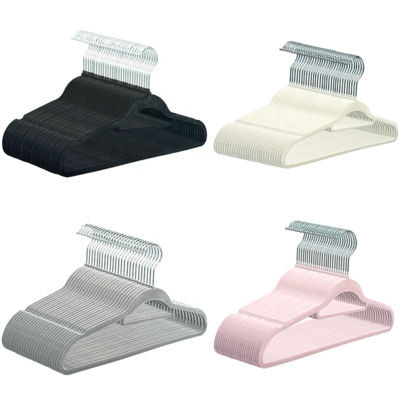 Pink Velvet Hangers 30 Pack Plastic Flocked Space Saving Women Clothes Hangers for Closet