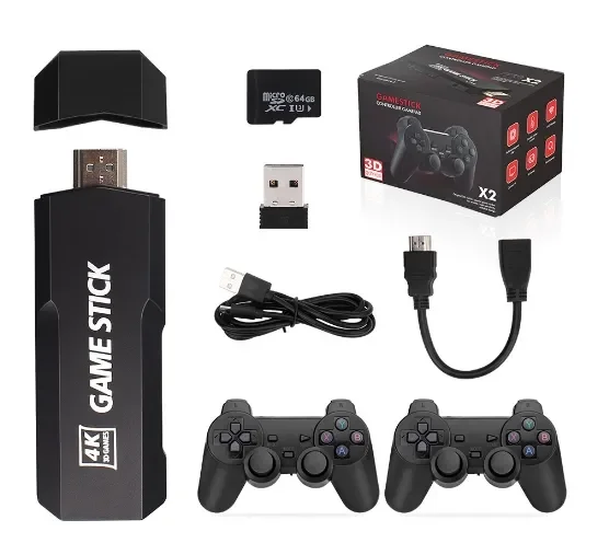 New X2 Plus Game Stick 4K Retro Video Game Console 2.4G Wireless Controller HD-Out 30000 Games For PSP/N64/PS1