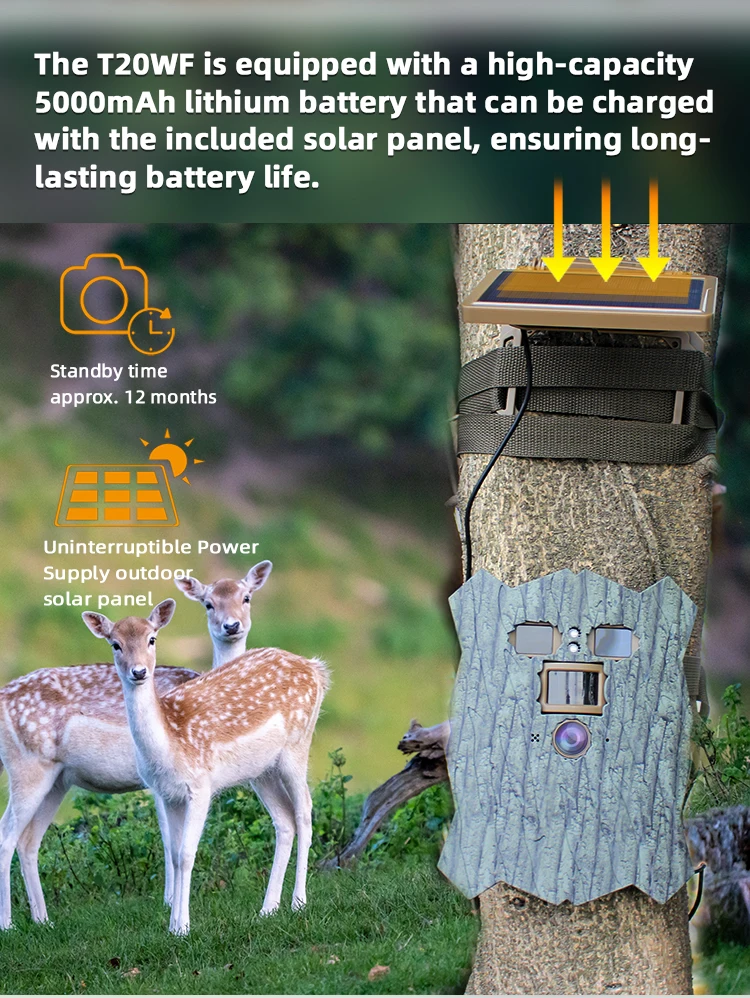 Readleaf 4K WIFI Trail Camera IP66 2.4 Inch TFT LCD Display Hunting Camera With Solar Panel