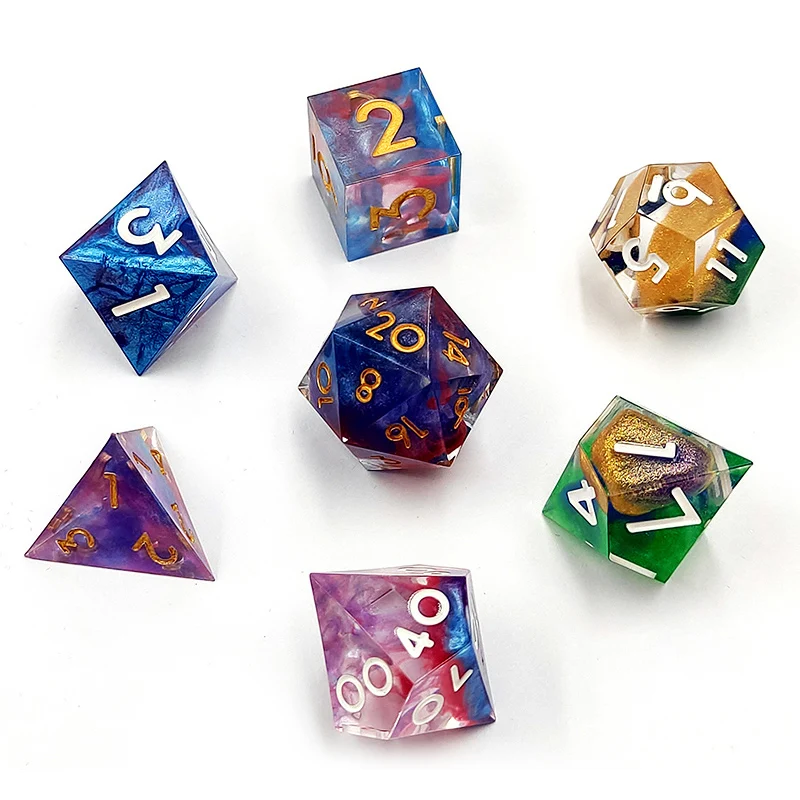 Customized Pattern Colorful Acrylic Dnd Board Game Icosahedron 25Mm Blank Black Food Dice