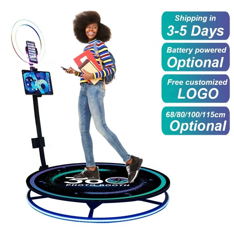 360 degree Fill light machine automatic spin 360 photo booth adjustable 360 Video Rotating Booth Machine With Ring Light
