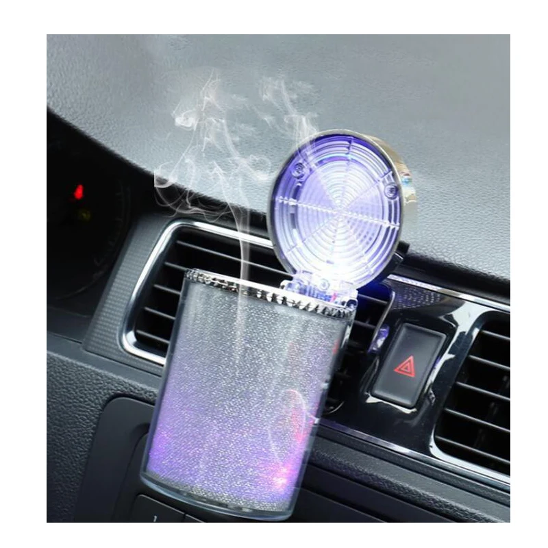 Hot New Arrived Portable Car Garbage Can With Cool Colorful LED Light Personalized Minimalist Design Car Vent Ashtray