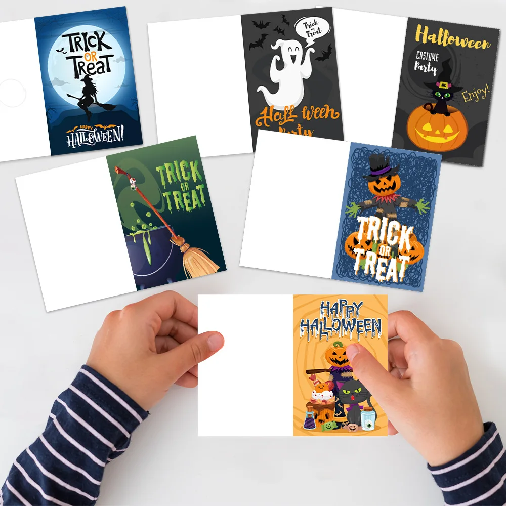 New Halloween Decoration Props Pumpkin Head Postcard Paper Greeting Card Invitation Envelope Party Supplies