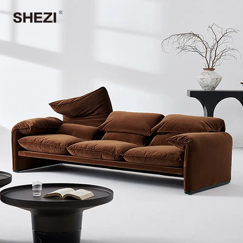SHEZI Factory supply Maralunga luxury couch adjustable backrest sectional living room sofa set furniture leather sofa