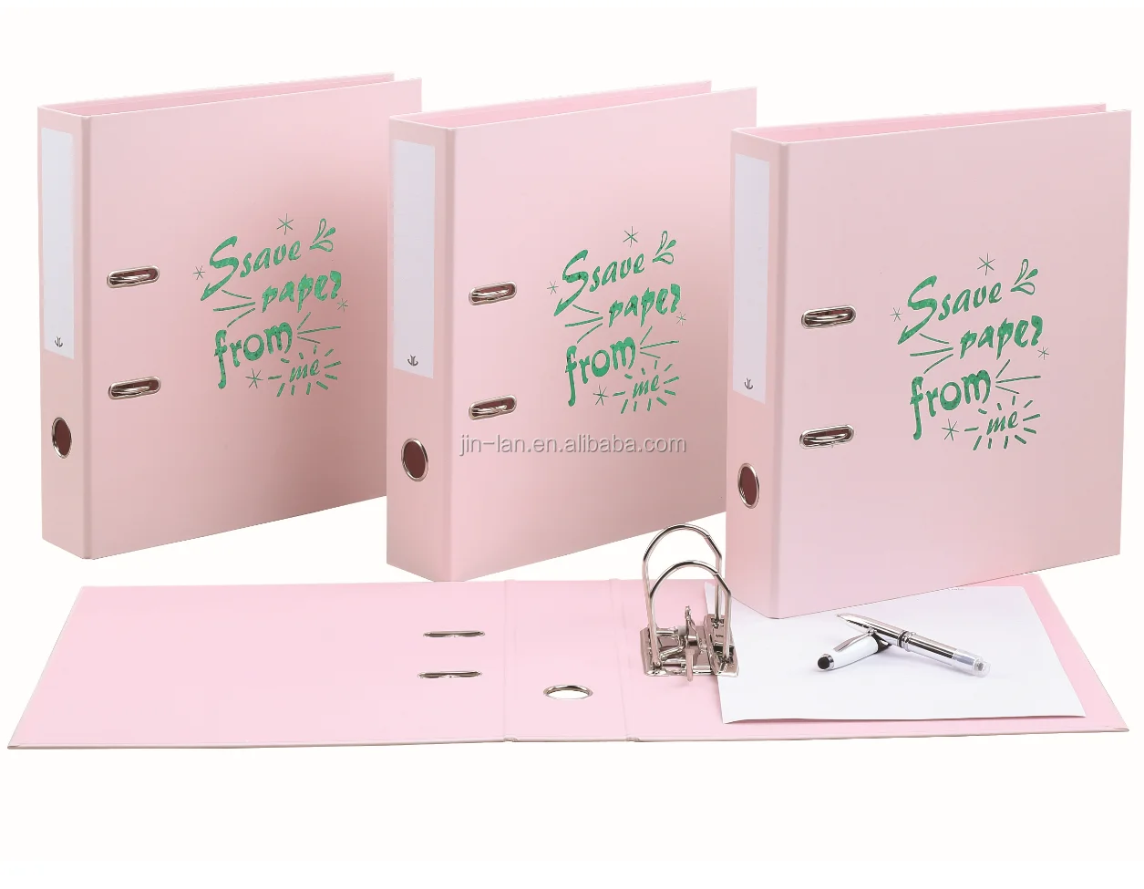 paper lever arch file  with gold foil macaron color