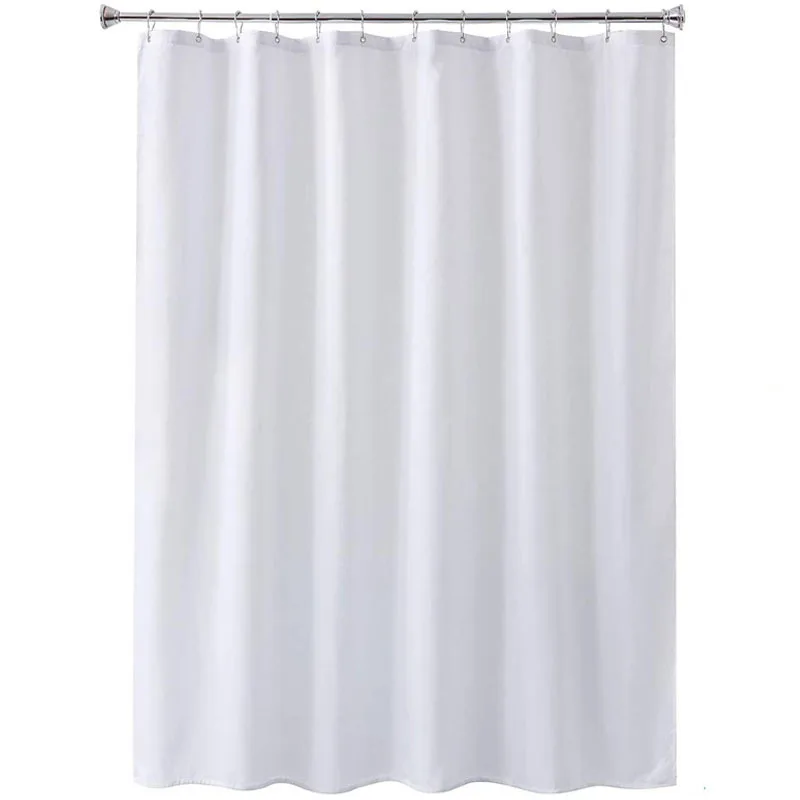 100% Polyester Fabric Bathroom Shower Curtain Wholesale, 180 X 200 CM White Heavy Duty Bath Waterproof Shower Curtain Liner