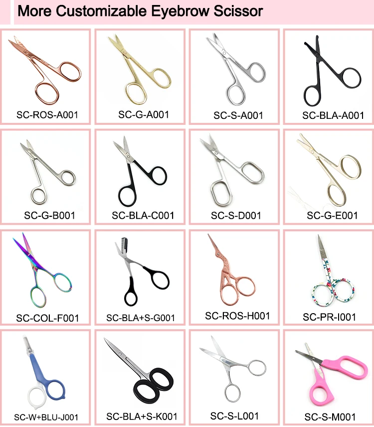 Muting Make Your Brand Eyelashes Scissors Stainless Steel Mini Eyebrow Scissors With Custom Logo Packaging