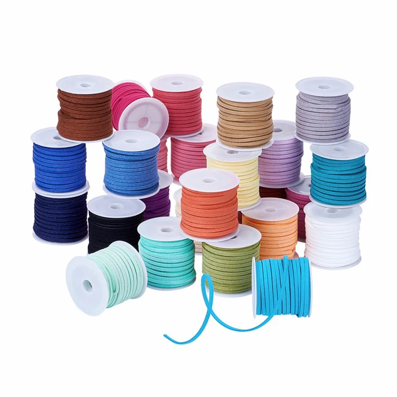 3 mm Flat Faux Suede Braided Cord Korean Velvet Leather Handmade Thread String Rope For DIY Jewelry Making Supplies