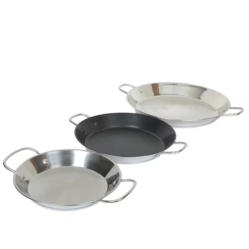 Non Stick Stainless Steel Paella Pan with Wire Handles Sandwich Bottom 2 Servings