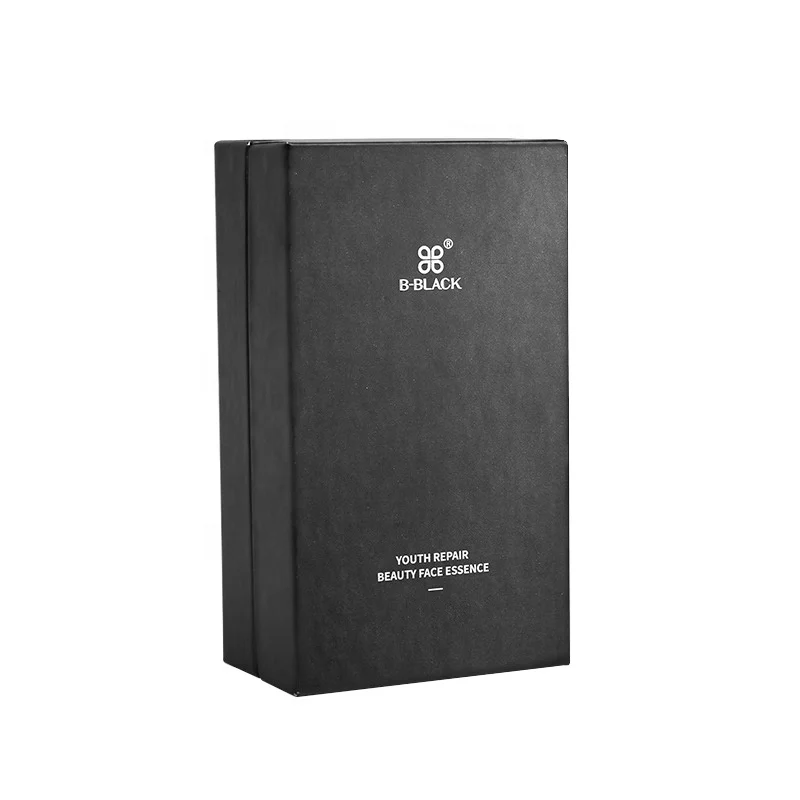 Luxury black soft touch paper cardboard gift box custom skin care box perfume box packaging