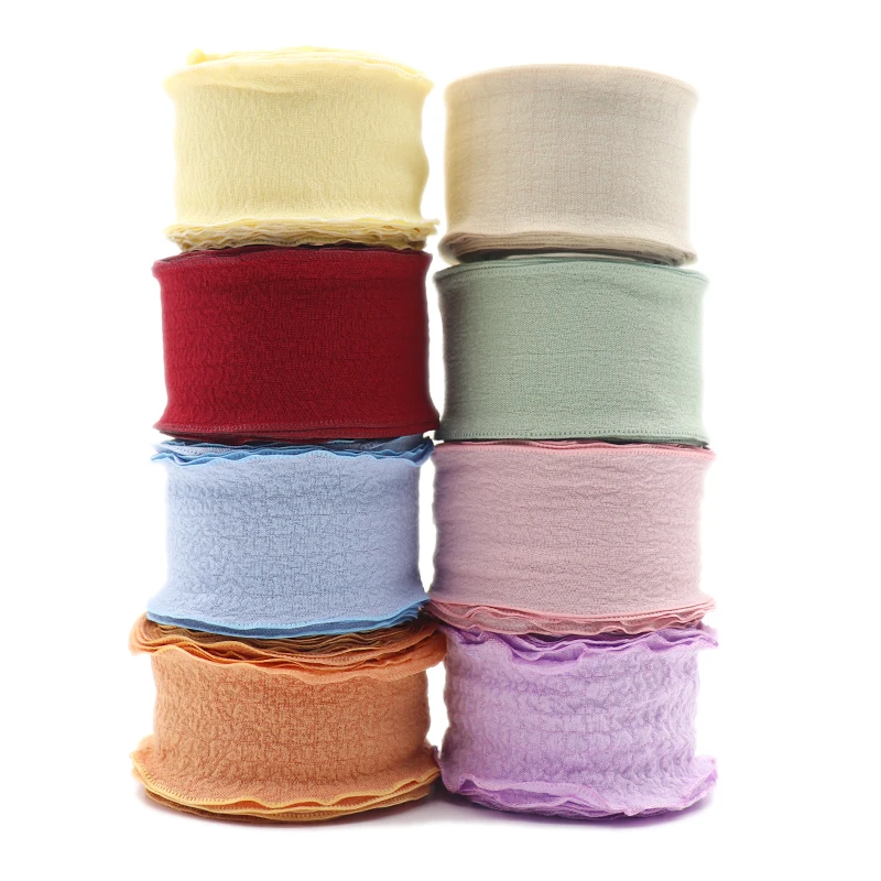Tape DIY Make Hair BowKnot Sewing Craft Supplies 38MM Wrinkled Cotton Ribbon For Colorful Gift Packing