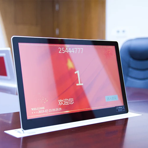 Slim Conference Room Office Table LCD Monitor Lift Microphone Display Conference Motorized Pop Up LCD Monitor Lift