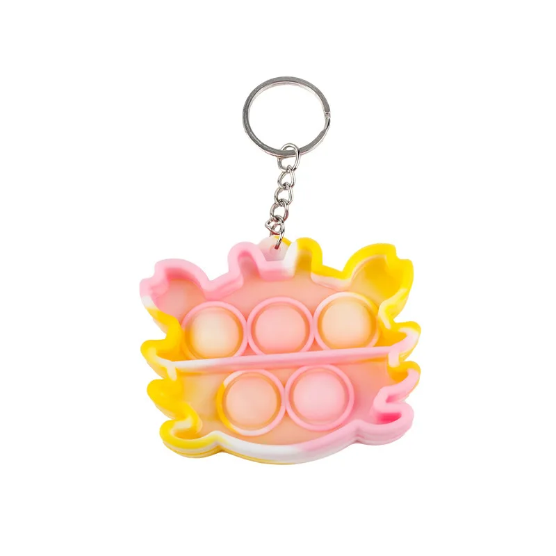 Wholesale Hot Sale Bubble Keychain Silicone Finger Pressure Reducer Toy Keyring Silicone Beads Keychain