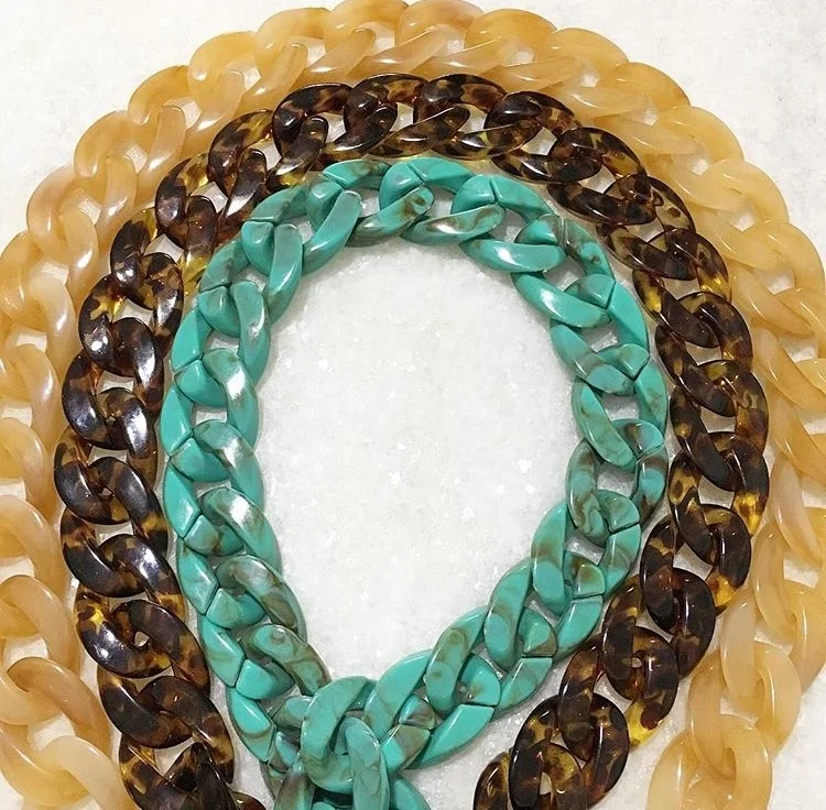 Tortoise shell Marble color resin/acrylic link chains for Clutch bag strap shoulder/handbag handle